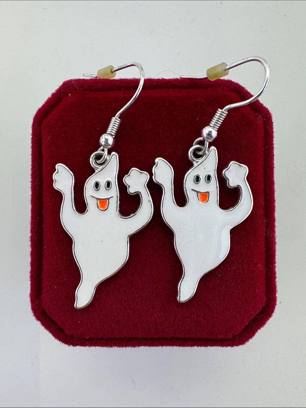 💛 Classic Silver Tone Ghost Dangle Earrings | Playful Halloween